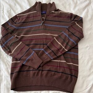 Alan Flusser Brown Multicolor Striped Zip-Up Sweater